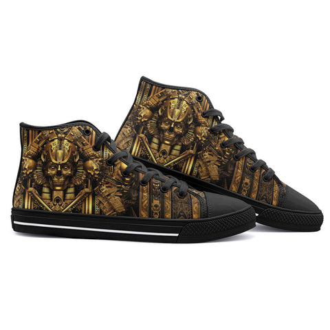 High-Top Canvas Shoes Egypt Gold Pharaohs and Masks