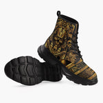 Casual Leather Chunky Boots Egypt Gold Pharaohs and Masks
