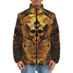 Down-Padded Puffer Jacket Golden Egyptian Pharaoh Skull
