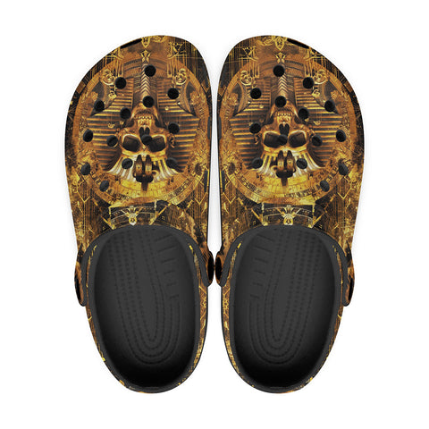 Classic Clogs Golden Egyptian Pharaoh Skull