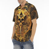 Men's Polo Shirt Golden Egyptian Pharaoh Skull