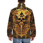 Down-Padded Puffer Jacket Golden Egyptian Pharaoh Skull