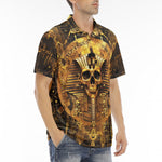 Men's Polo Shirt Golden Egyptian Pharaoh Skull