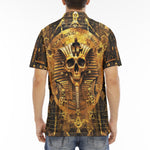 Men's Polo Shirt Golden Egyptian Pharaoh Skull