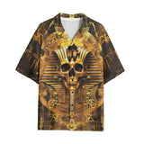 Hawaiian Shirt Golden Egyptian Pharaoh Skull