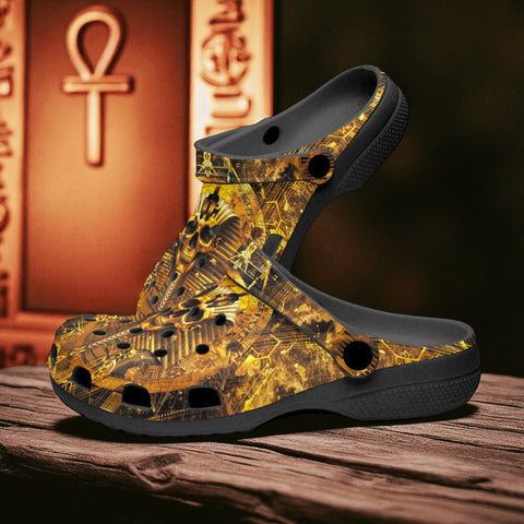 Classic Clogs Golden Egyptian Pharaoh Skull