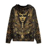 Men's Zip Up Hoodie Egyptian Pharaoh Gold Art Deco