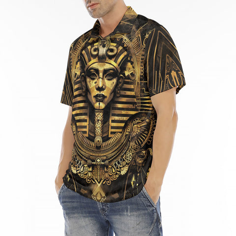 Men's Polo Shirt Egyptian Pharaoh Gold Art Deco