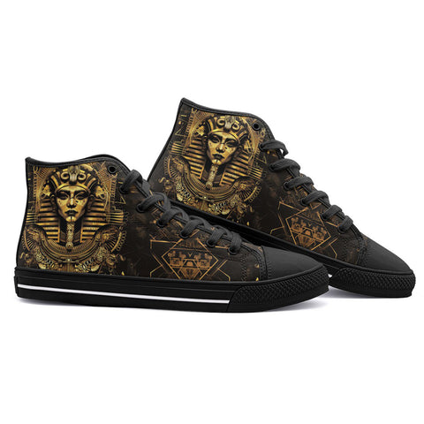 High-Top Canvas Shoes Egyptian Pharaoh Gold Art Deco