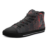 High-Top Canvas Shoes Black and Red Egyptian Pharaoh Art