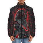 Down-Padded Puffer Jacket Black and Red Egyptian Pharaoh Art