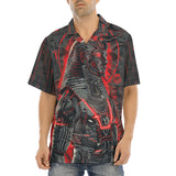 Hawaiian Shirt Black and Red Egyptian Pharaoh Art