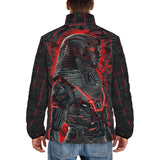 Down-Padded Puffer Jacket Black and Red Egyptian Pharaoh Art