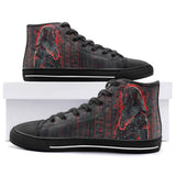 High-Top Canvas Shoes Black and Red Egyptian Pharaoh Art