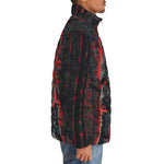 Down-Padded Puffer Jacket Black and Red Egyptian Pharaoh Art