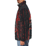 Down-Padded Puffer Jacket Black and Red Egyptian Pharaoh Art