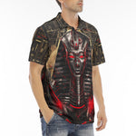 Men's Polo Shirt Egyptian Pharaoh with Red Eyes