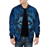 Bomber Jacket Mystical Blue Ancient Egyptian Symbol