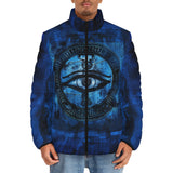 Down-Padded Puffer Jacket Mystical Blue Ancient Egyptian Symbol