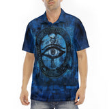 Men's Polo Shirt Mystical Blue Ancient Egyptian Symbol