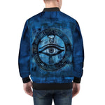 Bomber Jacket Mystical Blue Ancient Egyptian Symbol