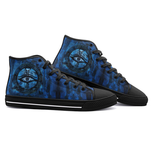 High-Top Canvas Shoes Mystical Blue Ancient Egyptian Symbol