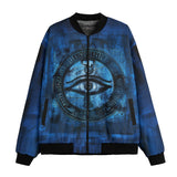 Bomber Jacket Mystical Blue Ancient Egyptian Symbol