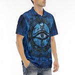 Men's Polo Shirt Mystical Blue Ancient Egyptian Symbol