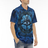 Men's Polo Shirt Mystical Blue Ancient Egyptian Symbol