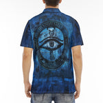 Men's Polo Shirt Mystical Blue Ancient Egyptian Symbol