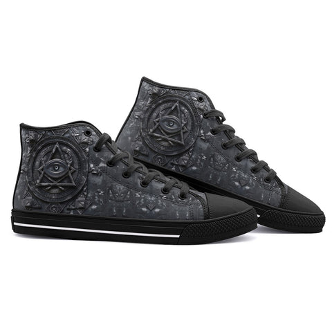 High-Top Canvas Shoes Mysterious Black Metal Occult Symbol