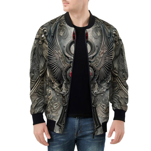 Bomber Jacket Dark Fantasy Silver Metal Art