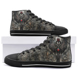 High-Top Canvas Shoes Dark Fantasy Silver Metal Art
