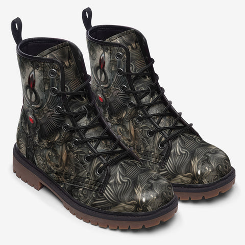 Leather Boots Dark Fantasy Silver Metal Art