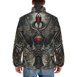 Down-Padded Puffer Jacket Dark Fantasy Silver Metal Art