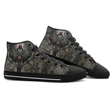 High-Top Canvas Shoes Dark Fantasy Silver Metal Art