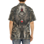 Hawaiian Shirt Dark Fantasy Silver Metal Art