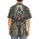 Hawaiian Shirt Dark Fantasy Silver Metal Art