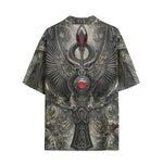 Hawaiian Shirt Dark Fantasy Silver Metal Art