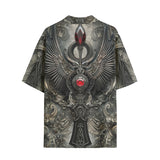 Hawaiian Shirt Dark Fantasy Silver Metal Art