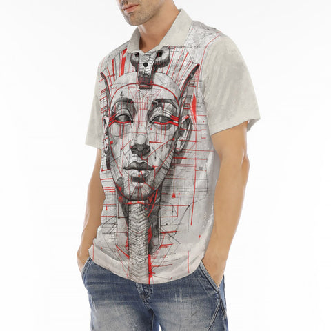 Men's Polo Shirt Sketch of Egyptian Pharaoh