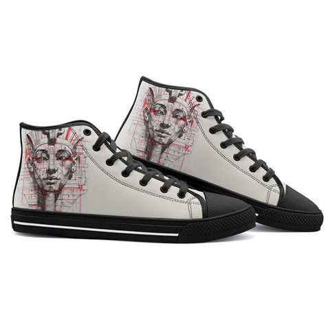 High-Top Canvas Shoes Sketch of Egyptian Pharaoh