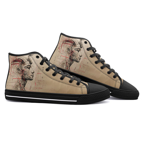 High-Top Canvas Shoes Sketch of Egyptian Head