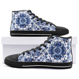 High-Top Canvas Shoes Blue Gzhel Painting