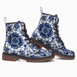 Leather Boots Blue Gzhel Painting