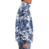 Down-Padded Puffer Jacket Blue Gzhel Painting