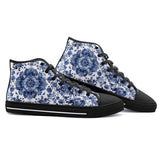 High-Top Canvas Shoes Blue Gzhel Painting