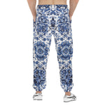 Men's Sweatpants Blue Gzhel Painting