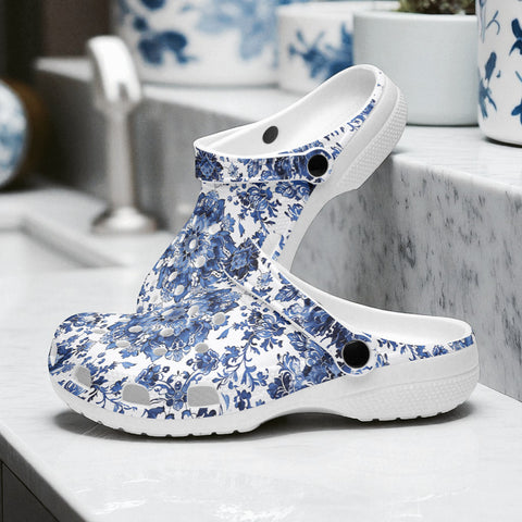 Classic Clogs Blue Gzhel Painting