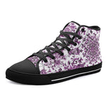 High-Top Canvas Shoes Watercolor Purple Flowers Pattern